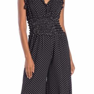 Worn Only Once: Slimming Max Studio Polka Dot Wide Leg Jumpsuit Size L